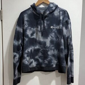 Champion Black and Gray Tie-Dye Hoodie